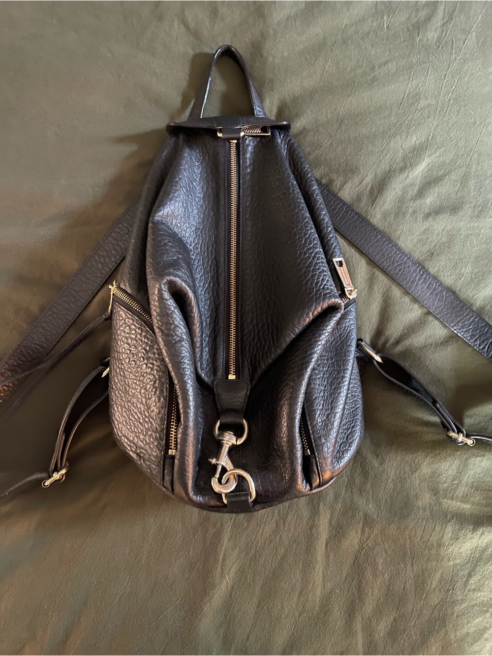 Rebecca Minkoff Julian Backpack -Black Pebbled Leather Backpack Purse